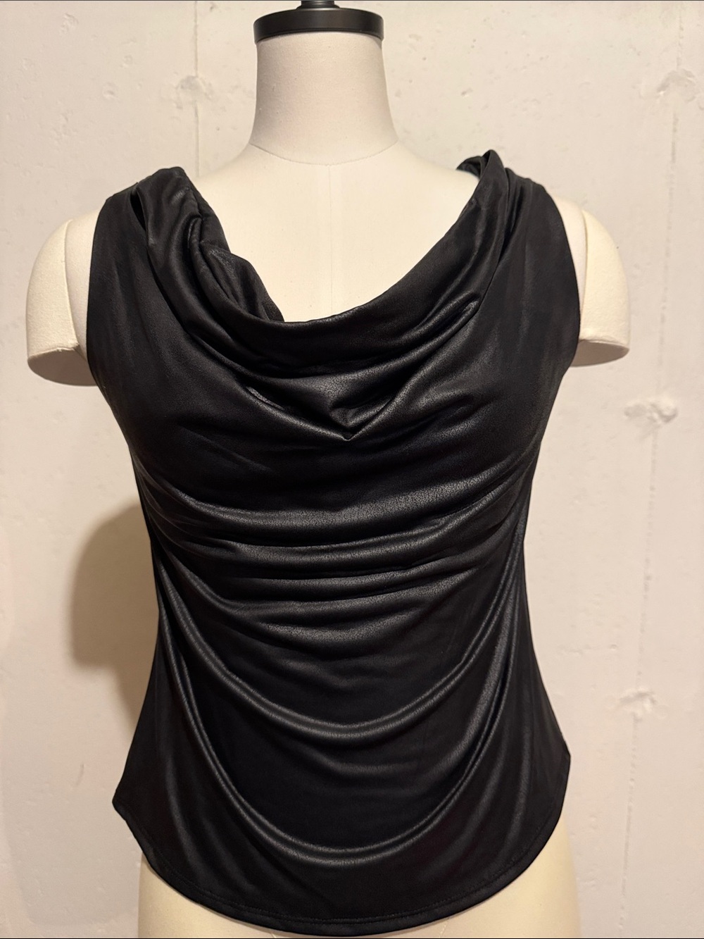 Ariella Black Draped Cowl Neck Sleeveless Top